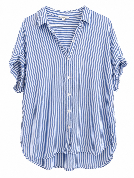 beachlunchlounge Tops - BeachLunchLounge Blue White Striped Popover Blouse Large
